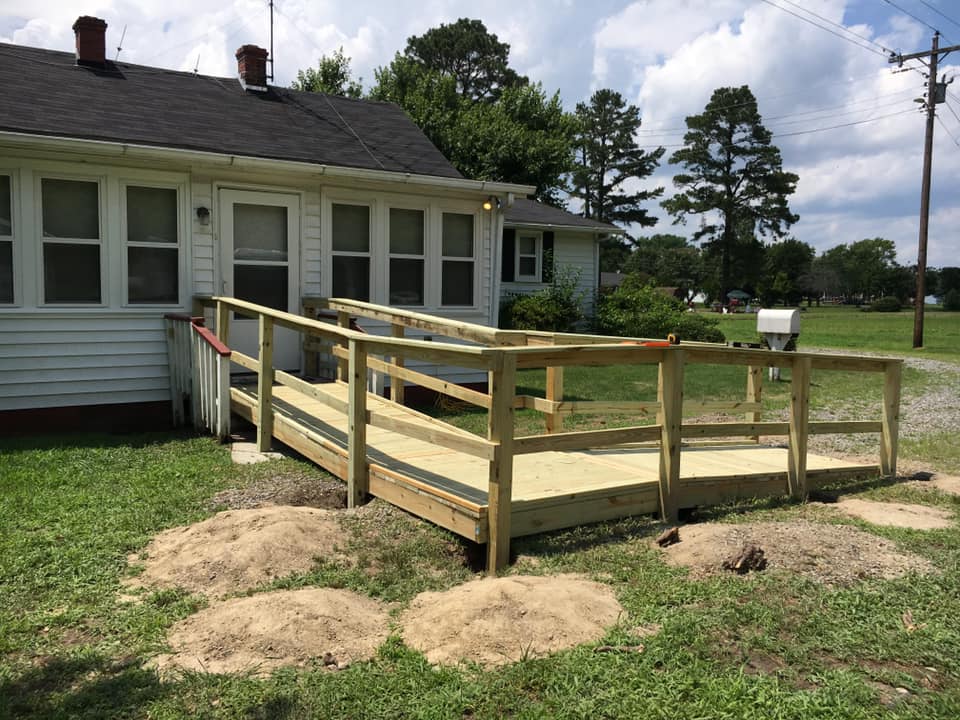 New wheelchair ramp out front of a house