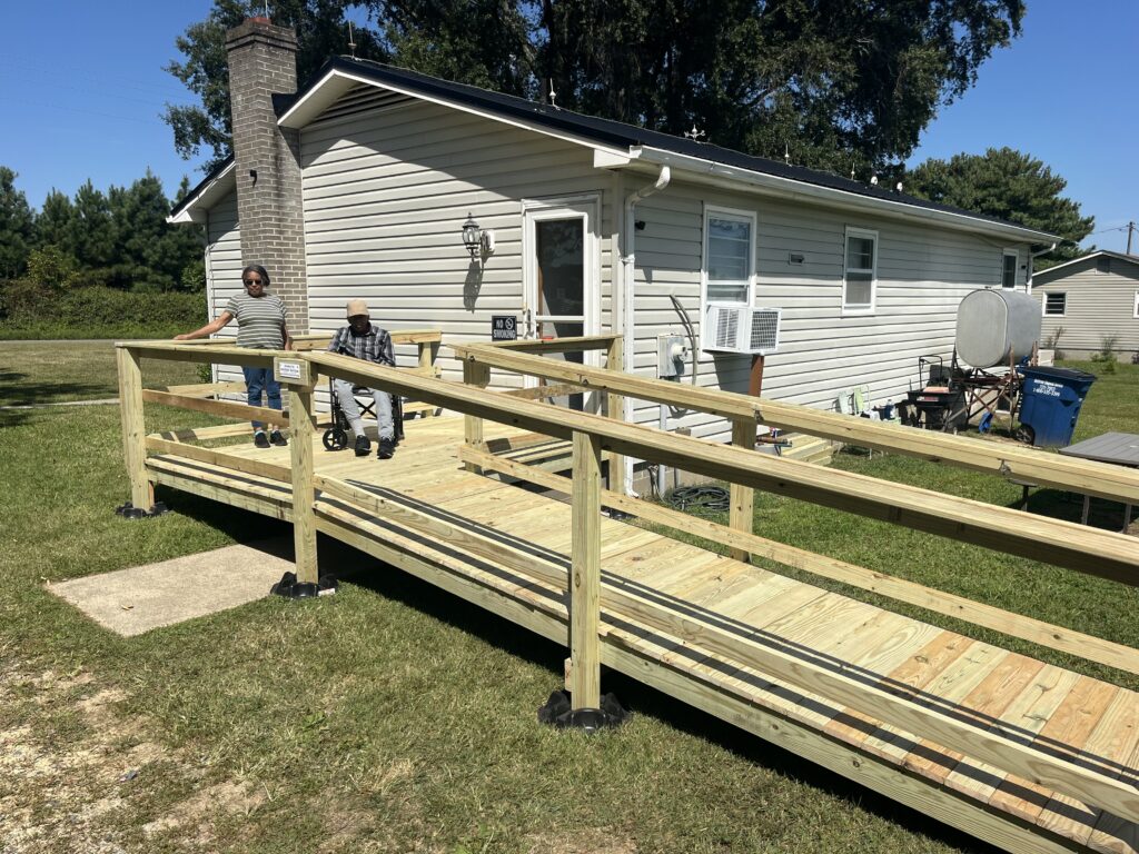 Newly built ramp and landing for a resident in Northumberland County Virginia